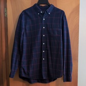 GAP Men's Blue and Red Checkered Shirt